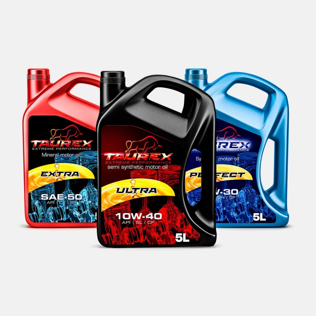 Design packaging bidons Taurex - Création étiquettes produits industriels graphiste