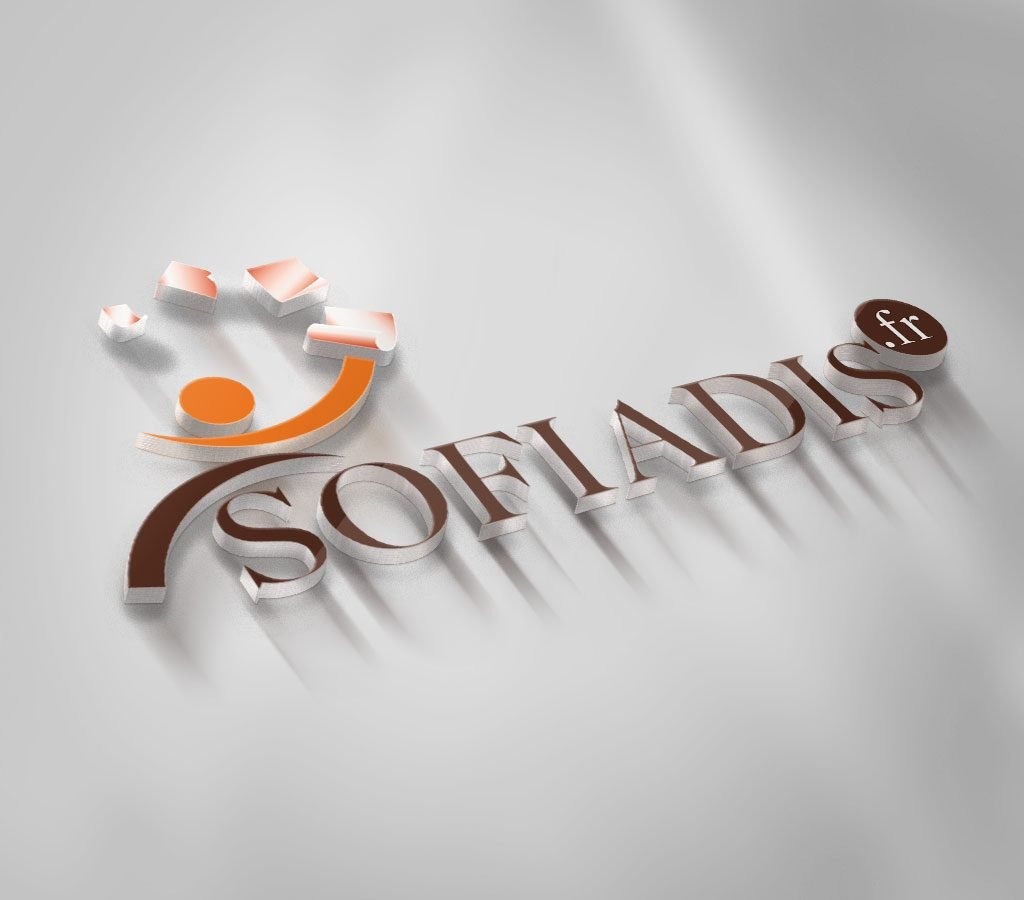 Lettrage 3D Sofiadis - Création identité visuelle relief par graphiste Cholet