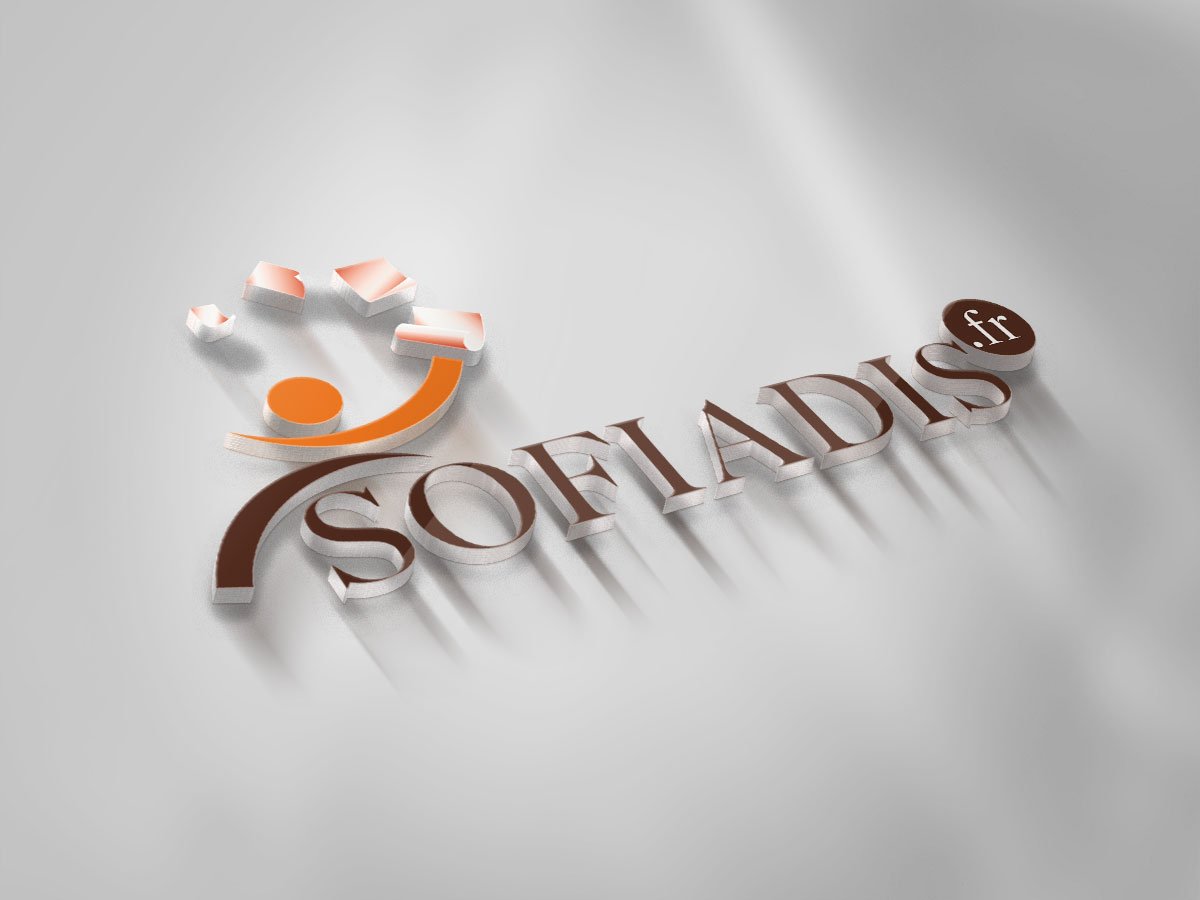 Lettrage 3D Sofiadis - Création identité visuelle relief par graphiste Cholet